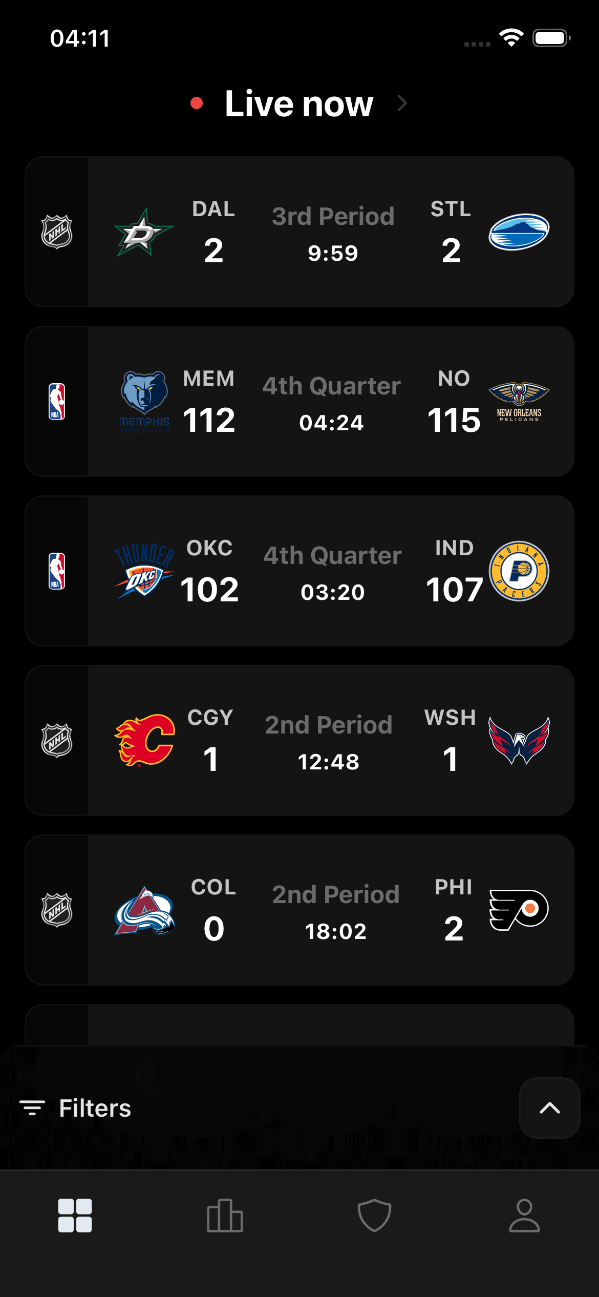 Sideline app - Live now